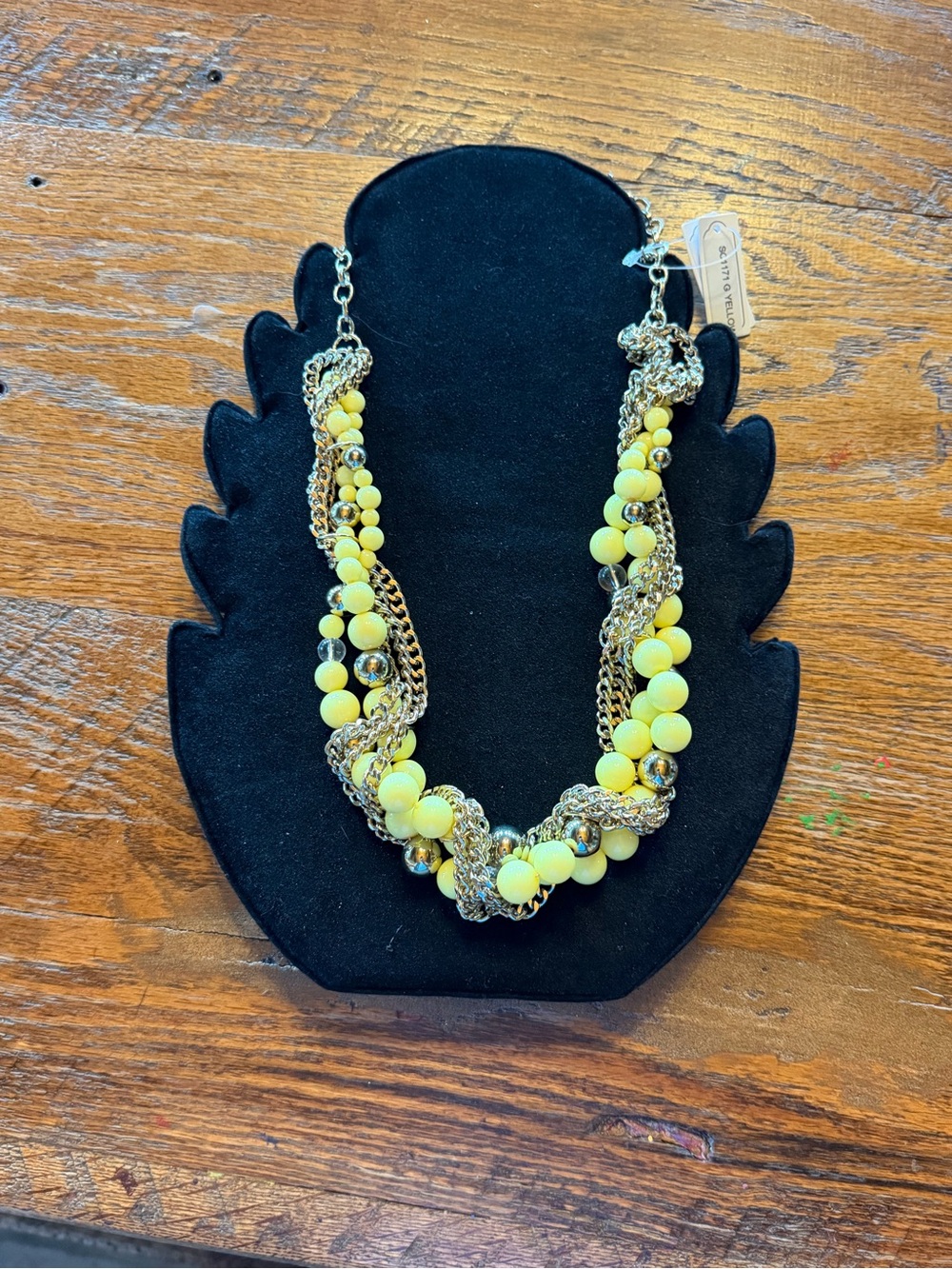Nwt Yellow Beaded Multi-Chain Statement Necklace -